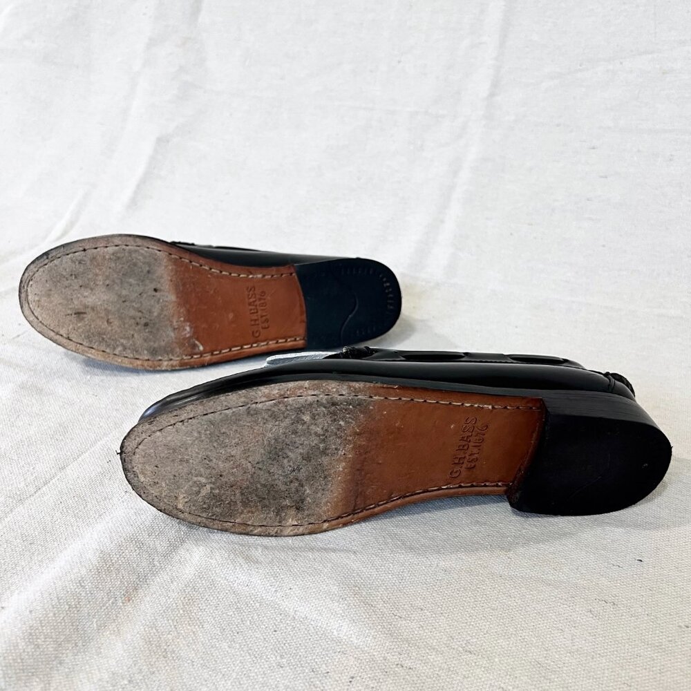 Weejuns Esther Kiltie Leather Tassel Loafers Black & White Size 6 - Picture 12 of 15